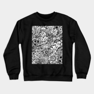 Abstract floral - black and white Crewneck Sweatshirt